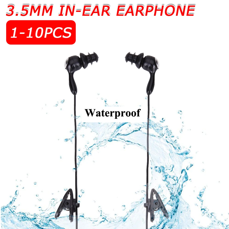 3,5 mm Šport do uší na plávanie slúchadlá vodotesné hudobné slúchadlá pre iPhone MP3 prehrávač káblové športové náhlavné súpravy 1pc 2ks 3ks 10ks