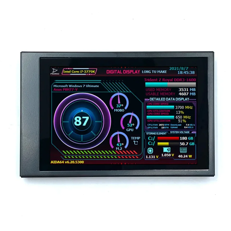 3,5 palcový monitor obrazovky displeja 2 USB-C porty displej obrazovky 320x480 AIDA64 H35PRO pre Raspberry Pi Computer ITX PC Case