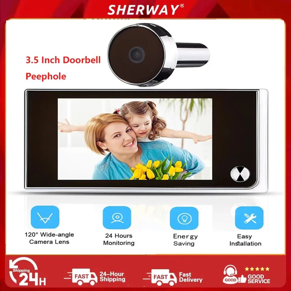 3,5 palcový zvončekový zvonček DIGITÁLNE DIGITÁLNE DVOJEJ KAMERA 120 ° LCD 2 milióny HD pixelov