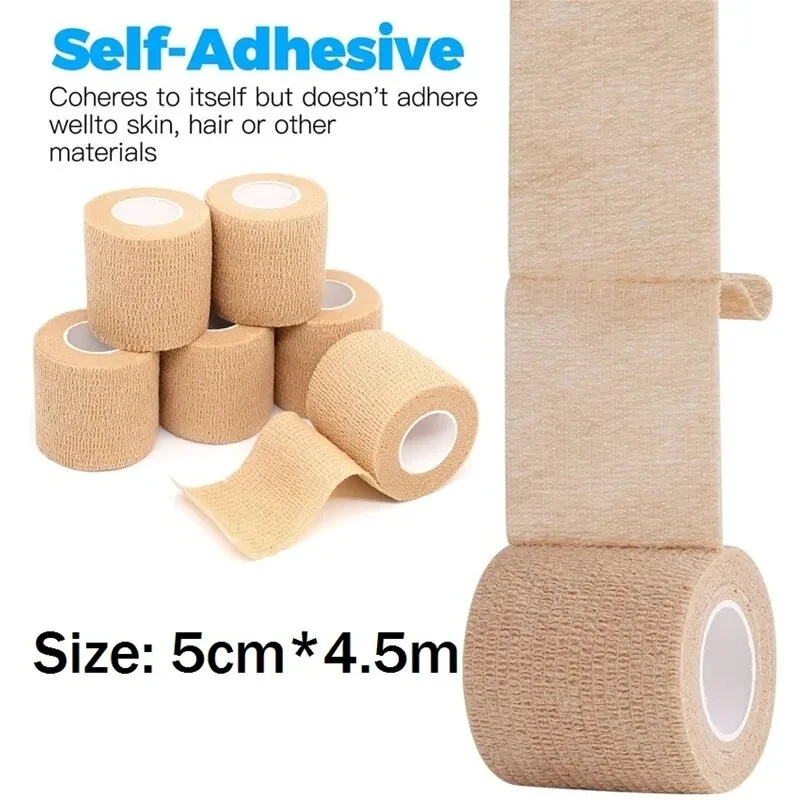 3-5ks jednorazové samolepiace elastické obväz 5 cm*4,5 m pre rukoväť utiahnutie tetovania Tetovanie Guze páska Prvá pomoc