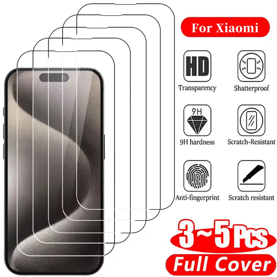 3-5ks ochranný sklenený sklenený chránič obrazovky pre Poco X6 F6 M6 Pro HD Temperovaný sklenený film Xiaomi Redmi Poznámka 13C 13 12 11 10 9 8 Pro