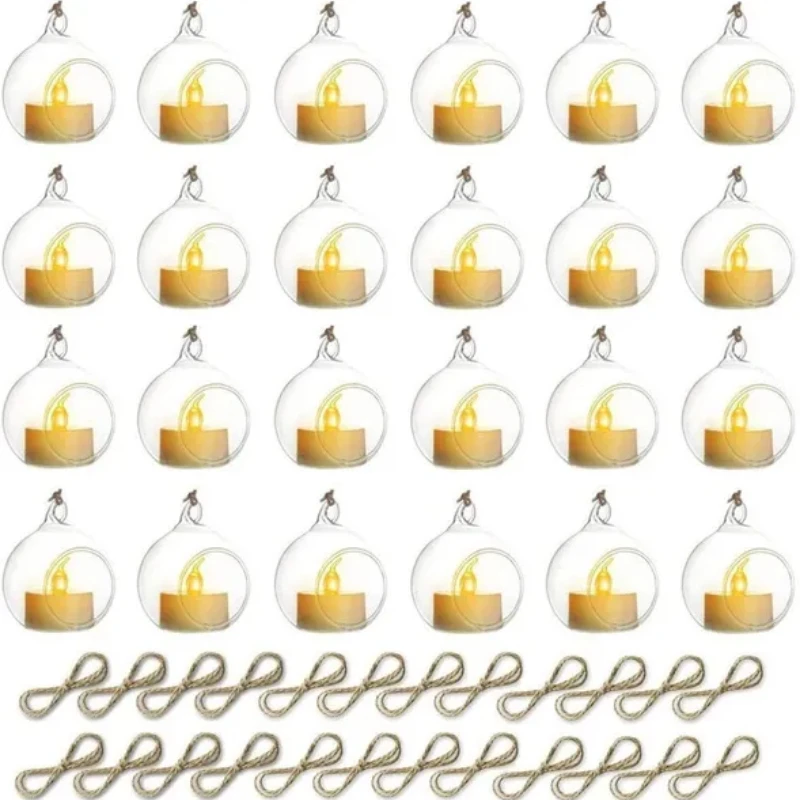 3/6/12pack sklenený držiak na sviečky visiaci Tealight 6/8 cm sviečka sviečka pre svadobnú stranu záhradnú dekoráciu