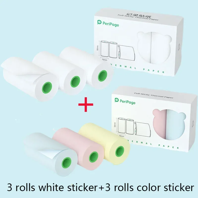 3/6 Roll Peripage No BPA Mini tlačiarne papierová nálepka Self-spadne tepelný papier Farba Lable lepkavý papier pre Photo tlačiarne A6 A9