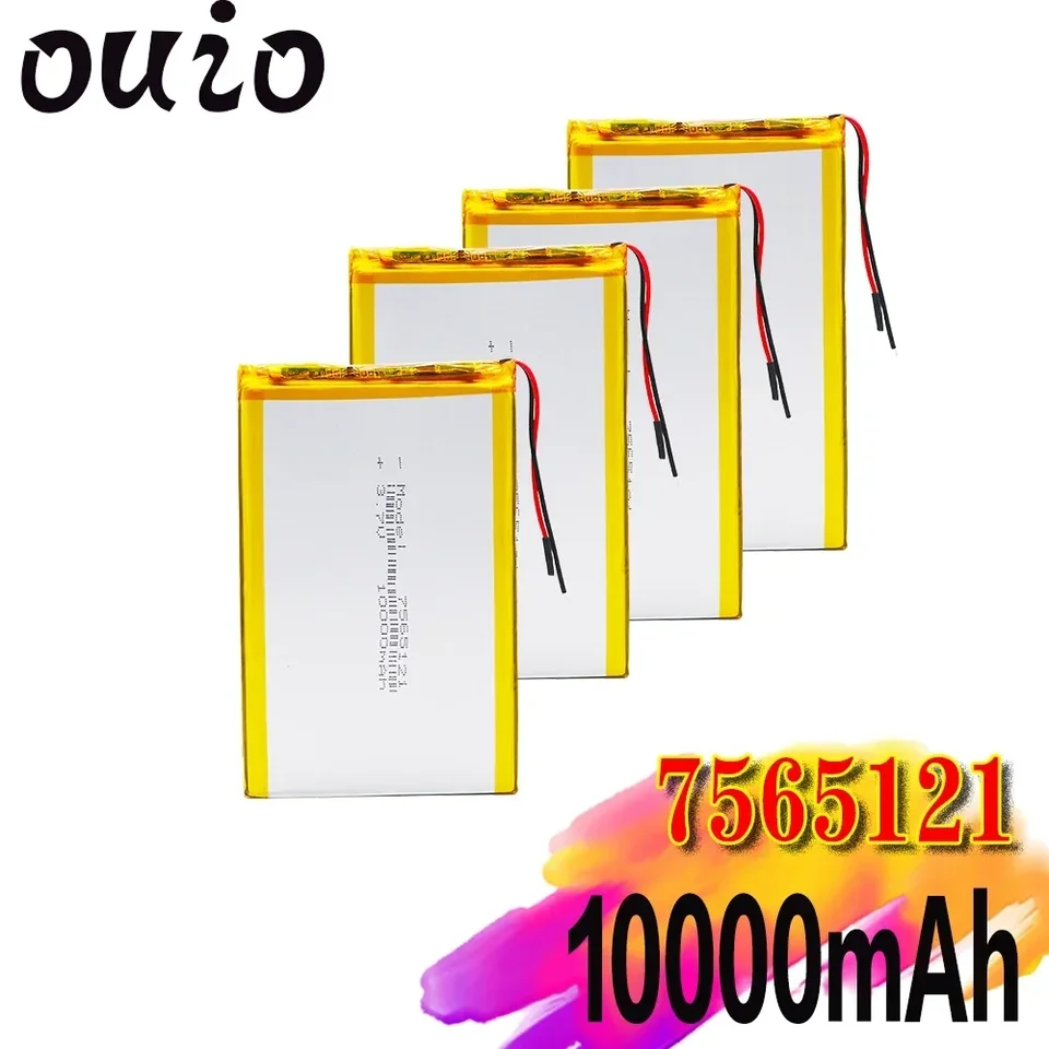 3,7 V 10000 MAH Li Polymérna batéria 3wires pre termistor 7565121 pre GPS PSP Pad Pad prenosný DVD DVD Power Bank Tablet PC IPTV