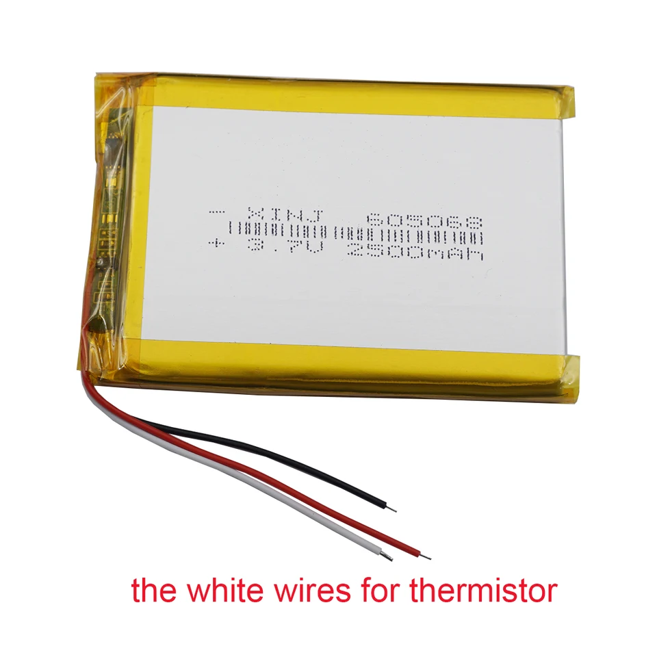 3,7 V 2500 mAh 9.25Wh Nabíjateľná litiová batéria NTC Termistor 3 drôty 605068 pre tablet PAD PAD GPS PSP Phone Power Bank