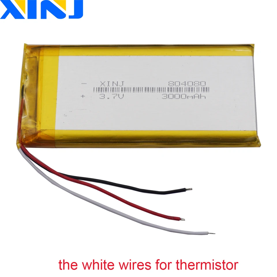 3,7 V 3000 mAh 11.1Wh NTC Termistor 3-Wires Nabíjateľná litiová batéria Li Litium 804080 LiP pre GPS PSP Telefón Power Banket Tablet PC