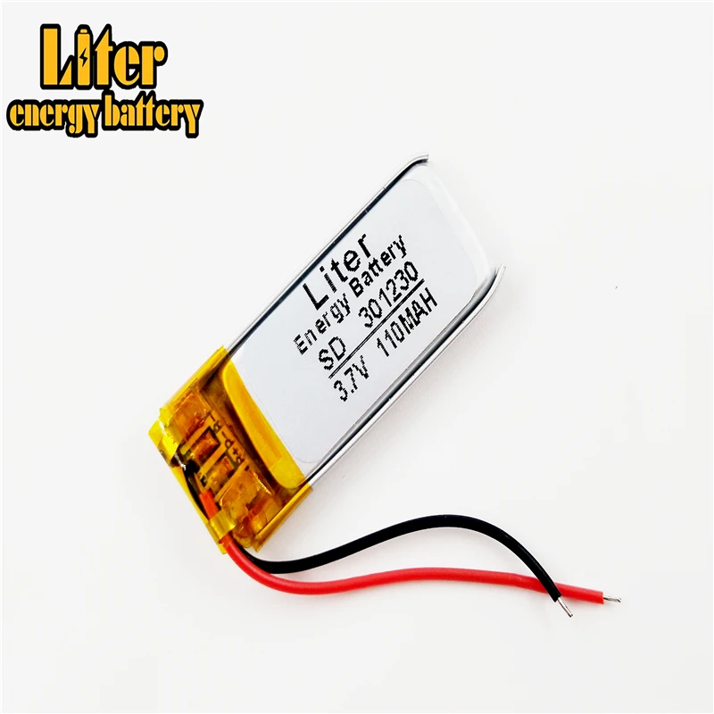 3,7V 110MAH 301230 Littium Polymer Polymer Li-Po iónové nabíjateľné batériové bunky pre MP3 MP4 MP5 GPS PSP Mobile Bluetooth
