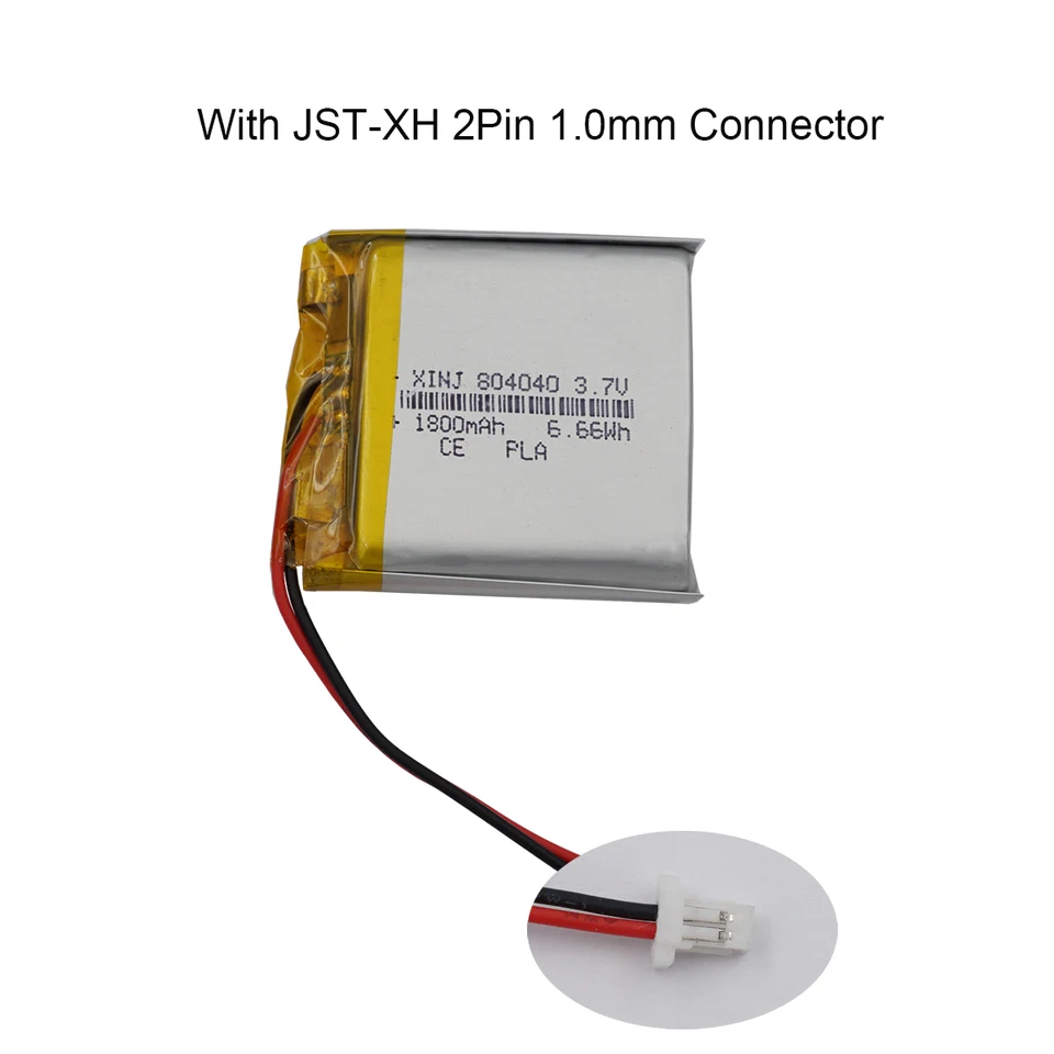 3,7V 1800 MAH 6.66WH Nabíjateľný polymér Li lítium batéria lipo jst 2pin 1,0 mm konektor