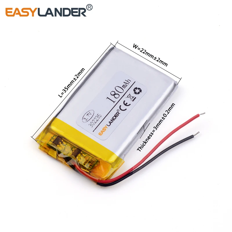 3,7V 302235 180MAH Nabíjateľná lítium li-ion Li polymérna batéria