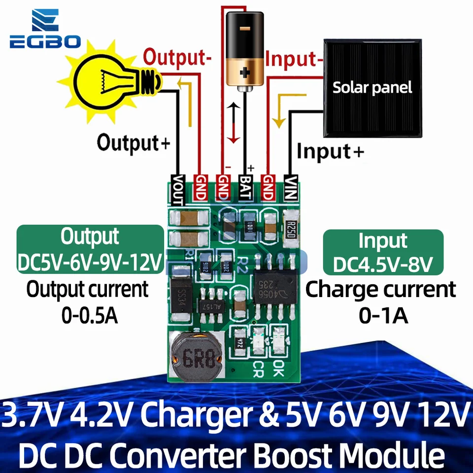 3,7V 4.2v nabíjačka 5V 6V 9V 12V Discharger Board DC DC DC Converter Boost Modul pre DIY Solar Mobile Power Charger Modul