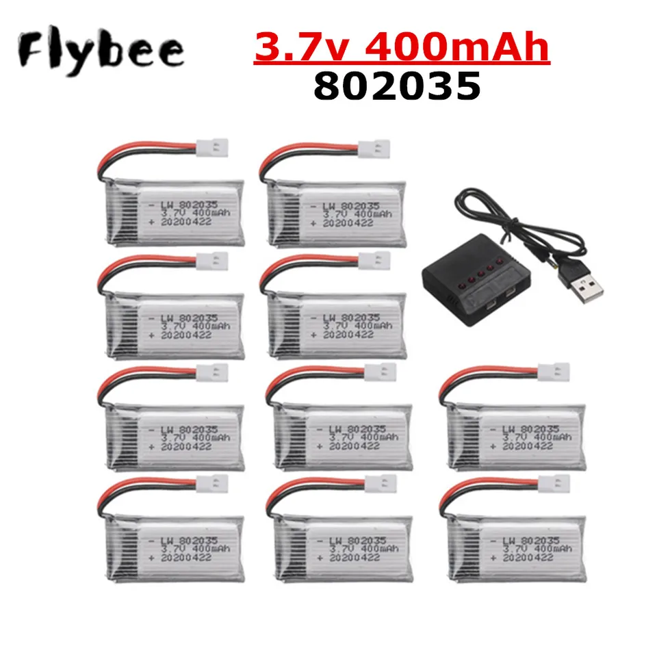 3,7V 400 mAh LiPo batéria pre H107 H31 KY101 E33C E33 U816A V252 H6C 25C RC QUADCOPTER 3.7V 802025 Nabíjačka nabíjateľnej batérii
