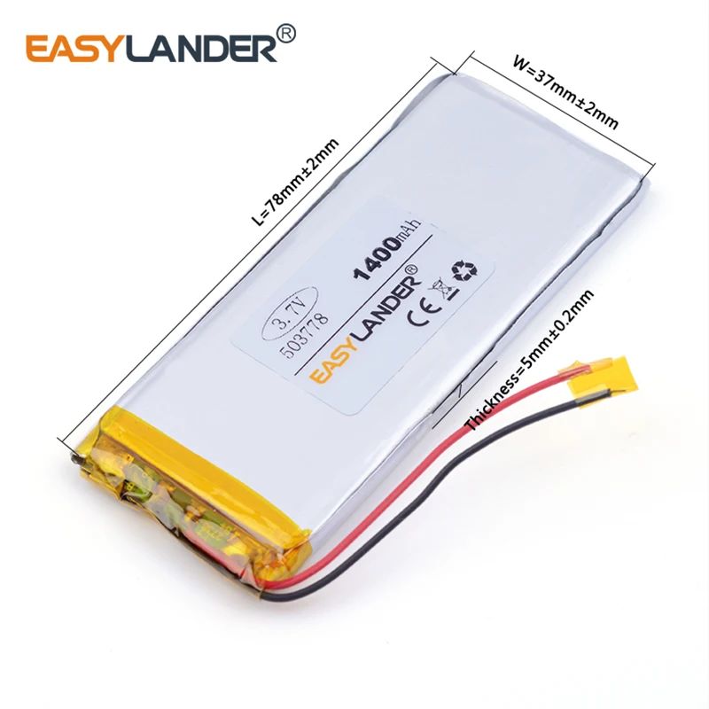 3,7V 503778 1400MAH Nabíjateľné lítium li-ion Li polymérne batéria pre MP4 MP5 PSP DVR GPS Navigation 503780