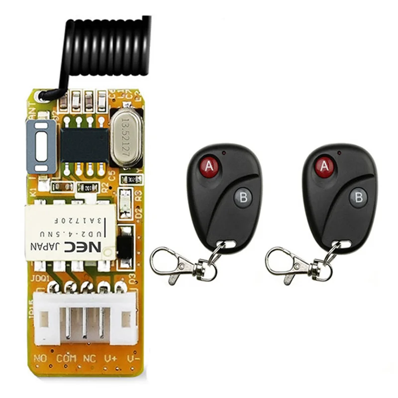 3,7V Mini RF diaľkový spínač 433 315 4,2V 4,5V 5V 6V 7,4V 9V 12V Malé relé Kontakt bezdrôtové prepínač