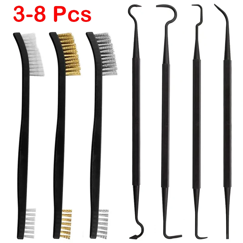 3-8 ks set mini drôtovú kefu set nylon pick set miskery hrdzu odstraňovač odstraňovanie čistenie detail detail kovové hrdzavé kefy náradie