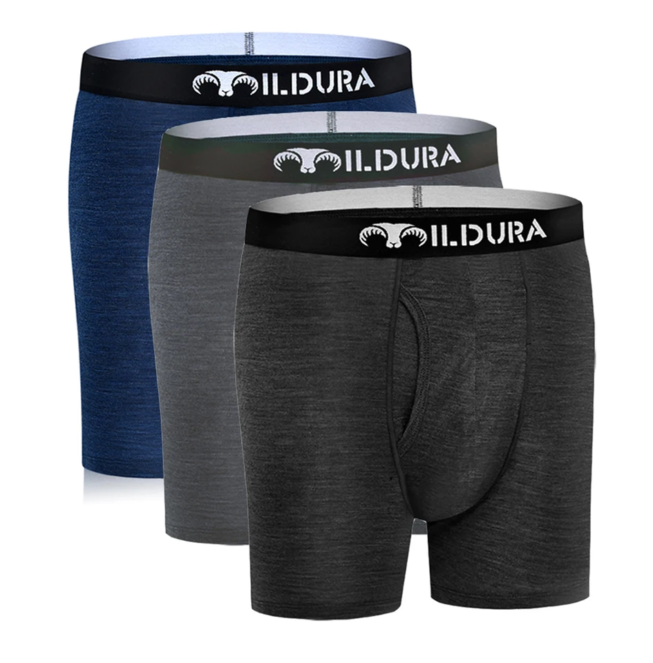3-balenie Man Boxer spodky Merino Wool Underwear 100% Merino Wool Men Merino Wool Underwear Rýchlo suchý priedušný mäkký veľkosť S-XL