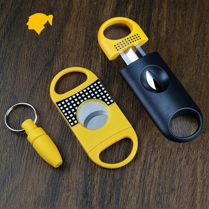 3 Cigary Sets Classic Cigar Cutter V Cut vrecko z nehrdzavejúcej ocele Sharp Blade Guillotine Puncher Cutting Nôž príslušenstvo