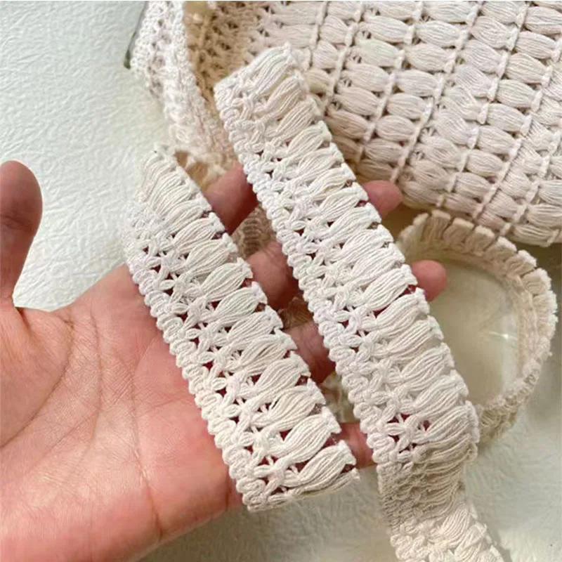 3 cm široké nové biele béžové bavlnené vyšívanie Tassel Tassel Woven Ribbon Home Decoration Crafts Curtain Caberp Sofa DIY čipkové doplnky