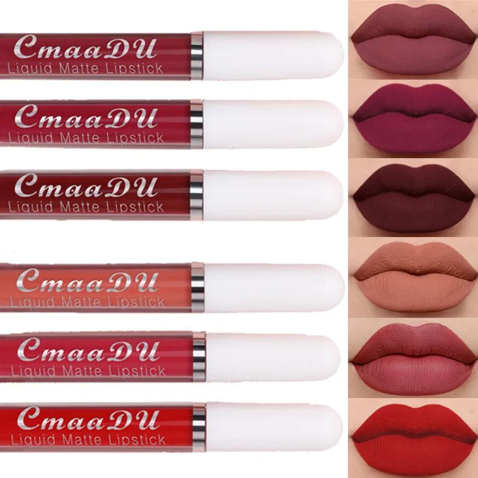 3-dielna tekutá matná rúžová súprava Sexy a hodvábne červené pery lesklé súpravy nepremokavá a non palická kozmetika pery kozmetika Kórejský make-up