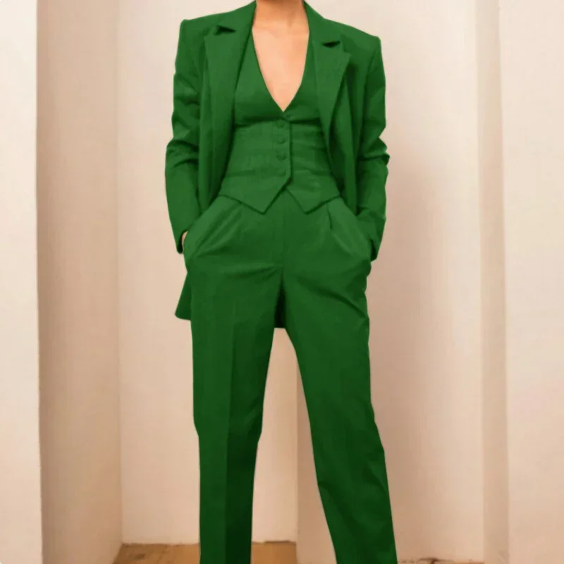 3 -dielne sada dámske obchodné obleky Blazer ženské nohavice Kancelária Uniforma Elegantné formálne pracovné oblečenie Svadobné smokingy na mieru vyrobené
