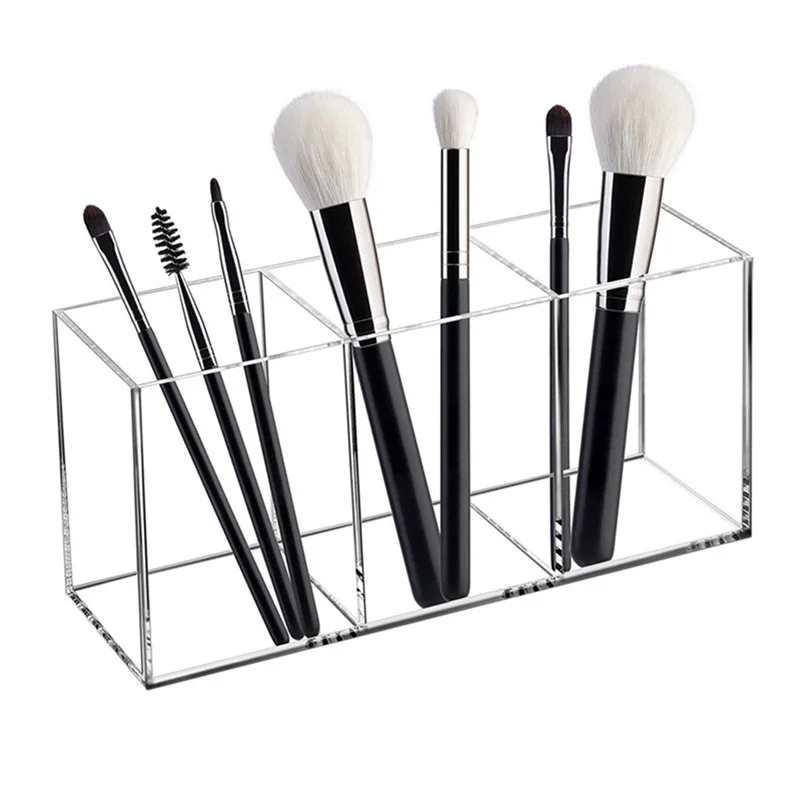 3 diery priehľadné akrylové make-up kefy nástroj kozmetický make-up úložný box make-up kefový držiak na stolík Organizátor Make-up Tool