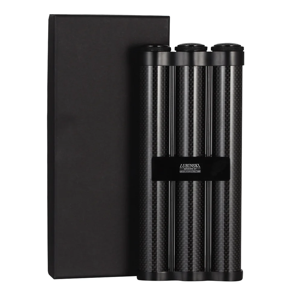 3-finger Cestovné cigary pre prenosné zvlhčovače uhlíkové vlákna Mini Držiak trubice 60 Rings Gauge W/Darček