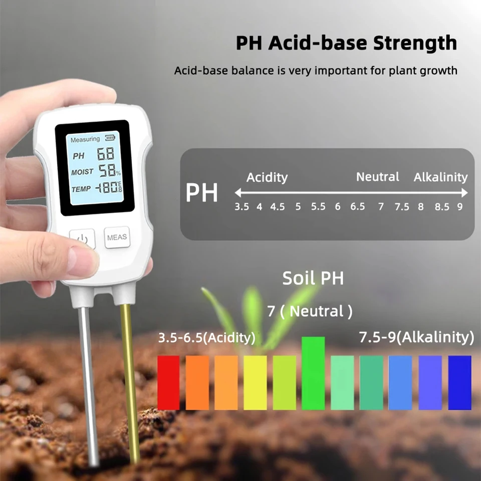 3 IN1 Tester PH Tester LCD SCRON PLAVNÝ TERMOMEMER DIGITÁLNE TEPLOTOVÉ PETKRATION ELETILLE Vlhkosť pre kvetinové rastliny