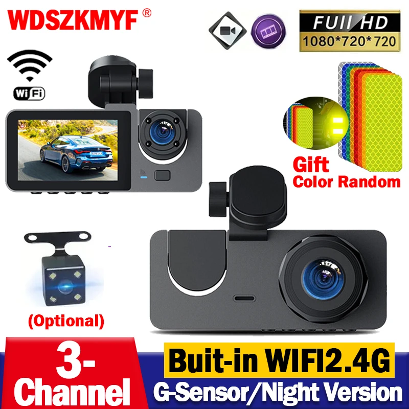 3 -kanál 1080p DVR DVR DVR Dld Dash pre autá WiFi Video rekordér pre kameru pre parkovanie vozidla Monitor vozidla Monitor Čierna box