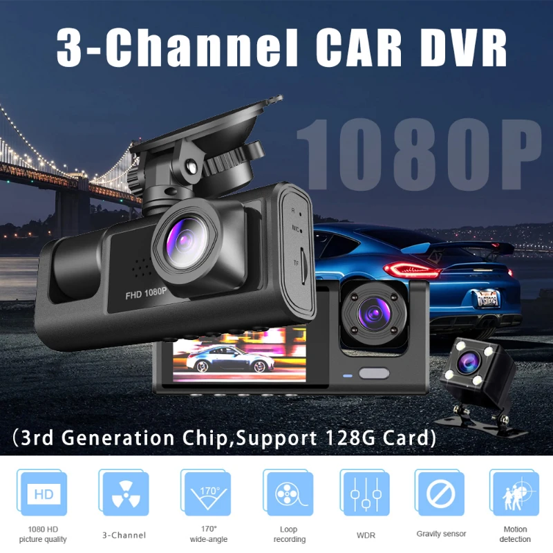 3 -kanál Dash Cam 2 