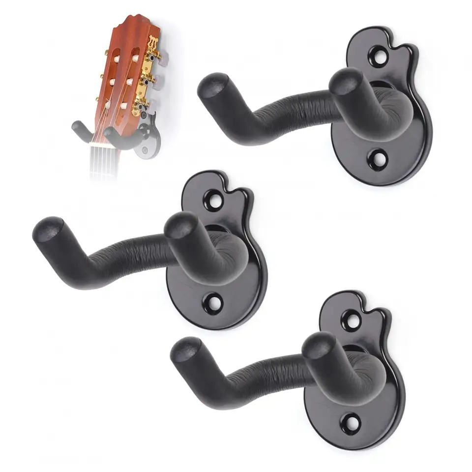 3 kovové kovové vešiaky na gitaru pre čiernu stenu pre gitary basové ukulele husle, výrezové gitarové držiaky na gitare