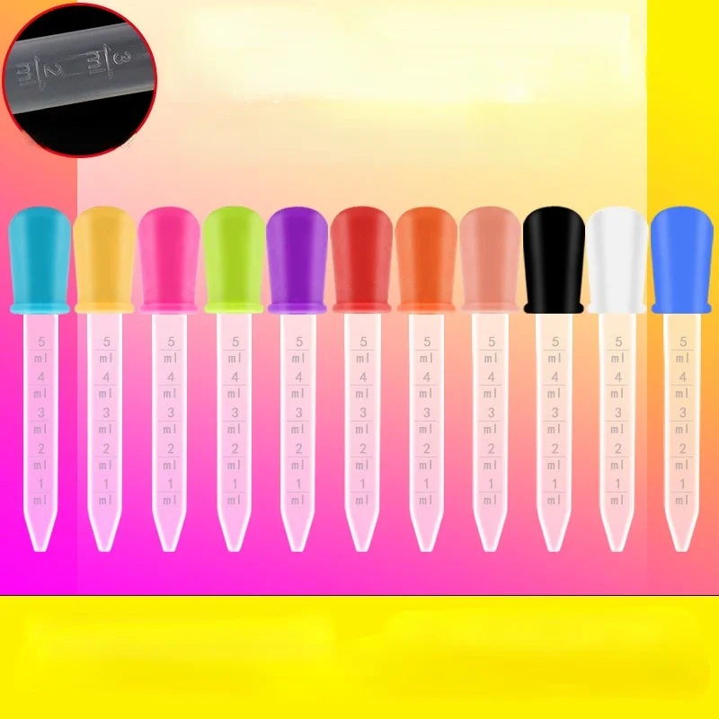 3 ks Malé 5 ml silikónové plastové plastové pipetové kvapkanie kŕmenie liek Liquid Eye Ear Ear Pipa Pipeper School Lab Experiment Dodávky