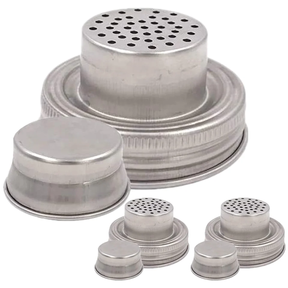 3 ks Mason Shaker Caps Jar Cover Cover Cover z nehrdzavejúcej ocele filtra