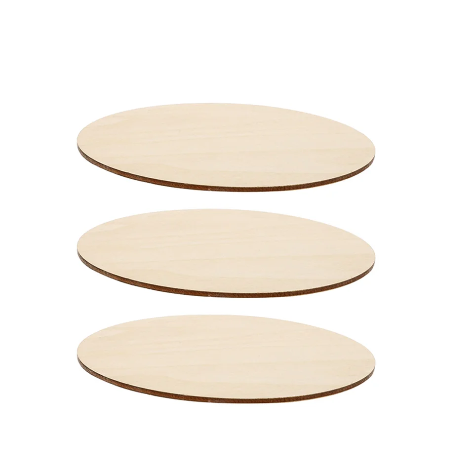 3 ks maľovacia doska DIY Drevené dosky nedokončené kruhy Round Crles Plain Slice Materiály remeselnícke disky
