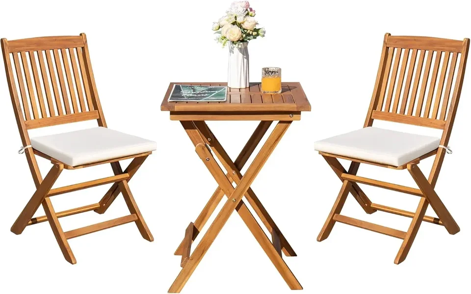 3 -kusová terasa skladací nábytok bistro set s 2 stoličkami a štvorcový stolík pre bazén pláž dvor