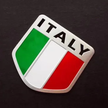 3 kusy hliníkovo Peltate Vlajka z talianskych nálepiek pre fiat iveco lamborghini alfa romeo detomaso maserati Zagato