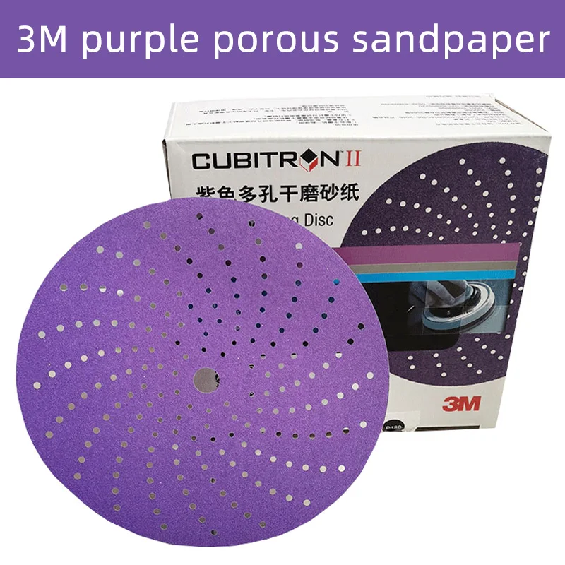 3 m 6 palcov 150 mm Purpurová porézna suchý brúsny papier Čistenie pieskového disku.