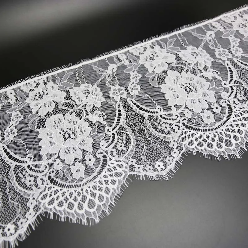 (3 metre/šarža) 27 cm biele kvety vyšívané riasy čipky Lace tkanina Decoration Love Svadobné šaty Príslušenstvo Príručka pre domácich majstrov