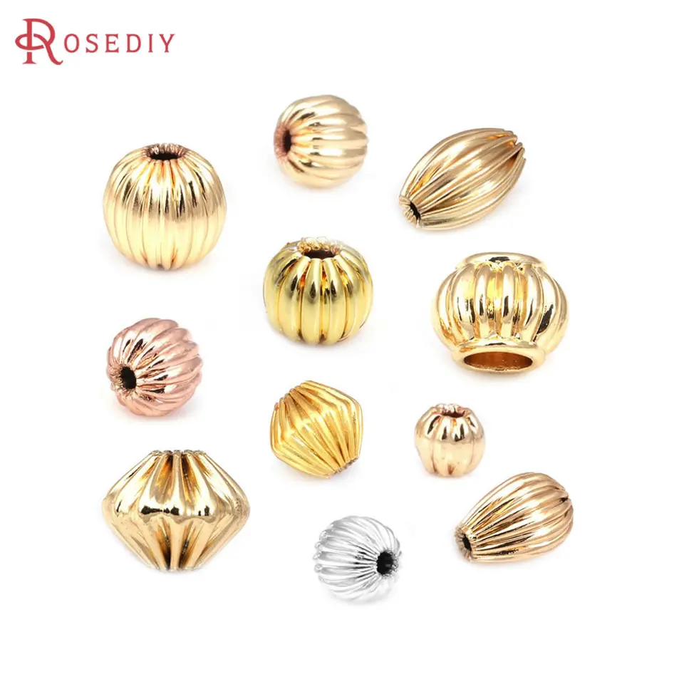 3 mm 4 mm 5 mm 6 mm 8 mm 18k 18k zlatá farba Mosadz guľatý tekvicový rozperkový korálky Náraty korálky DIY šperky výroby náramkov