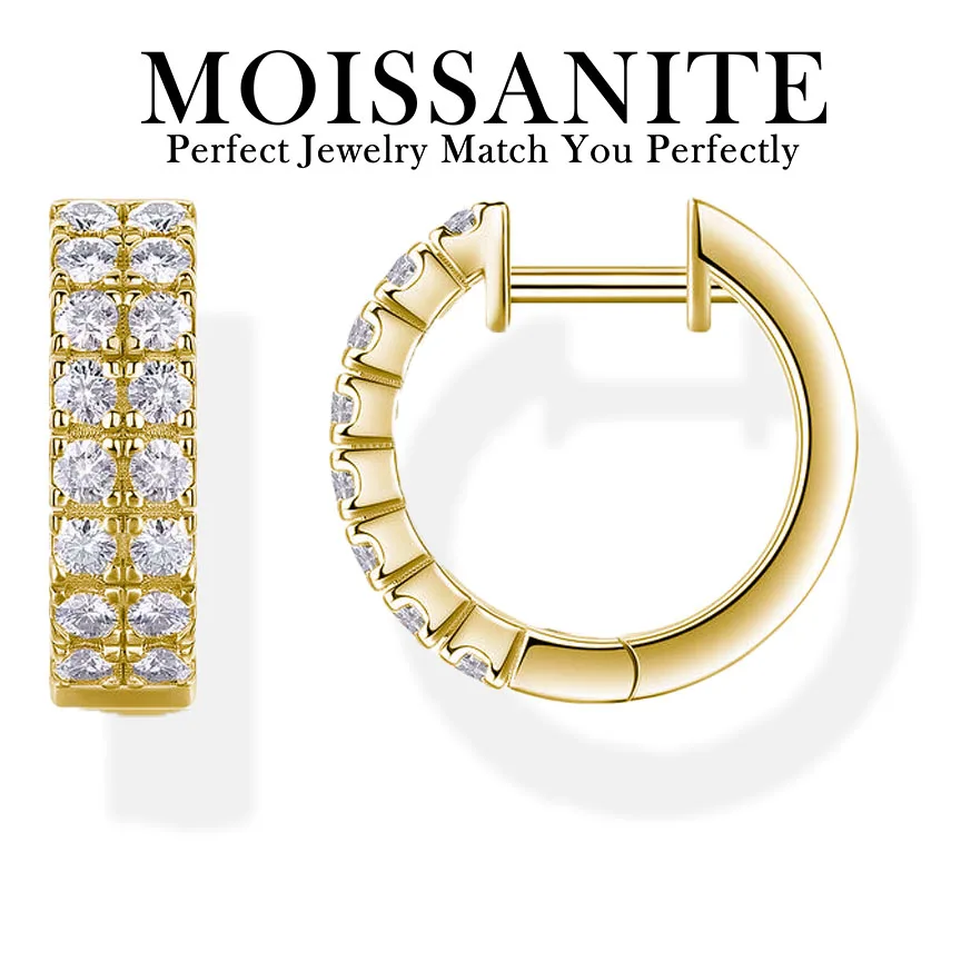 3 mm Moissanit 18k Zlaté náušnice S925 Strieborné obruče - preklenutie nadčasovej elegancie a moderného kúzla