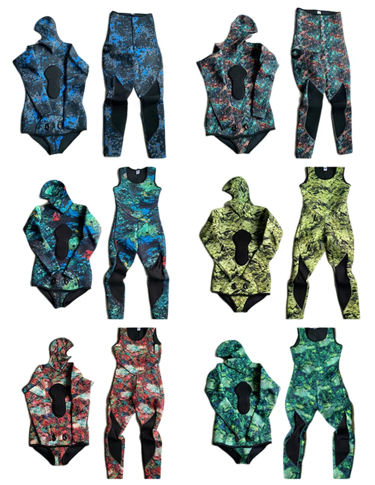 3 mm sc neoprén camouflage potápanie Spearfishing neweit Men s kapucňou potápačský oblek 2 kusy samostatné súprava hlbokomorských tepelných plaviek