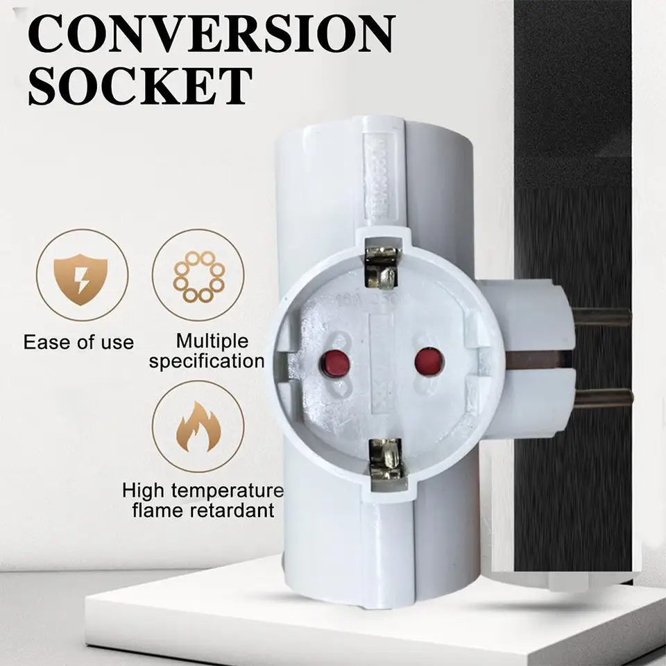 3 oddelenie EU Socket Viacnásobné zásuvkové zásuvky 1 zásuvka do EÚ Way Adapter Triple 3 Plugový štandardný adaptér Power Y8B8