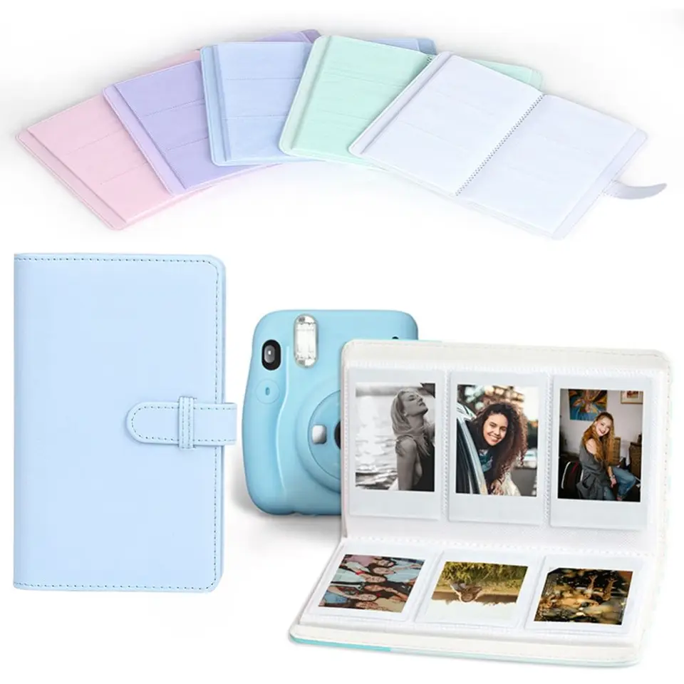 3 -palcové 108 vreciek Photo album Pu Leather Film Camera Collection Book Foto papier z pečiatky ukladací karta držiteľ karty