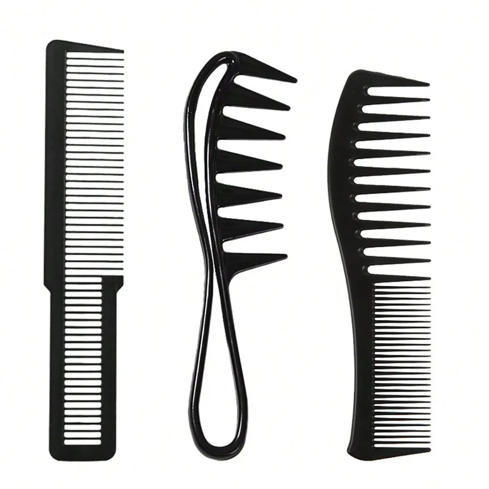 3 PCS Hair Comp Styling Set široký zub rozpúšťajúci vlasy hrebene vintage olej na vlasy hrebeň Pánsky štýl hrebeň mokré a suché náradie