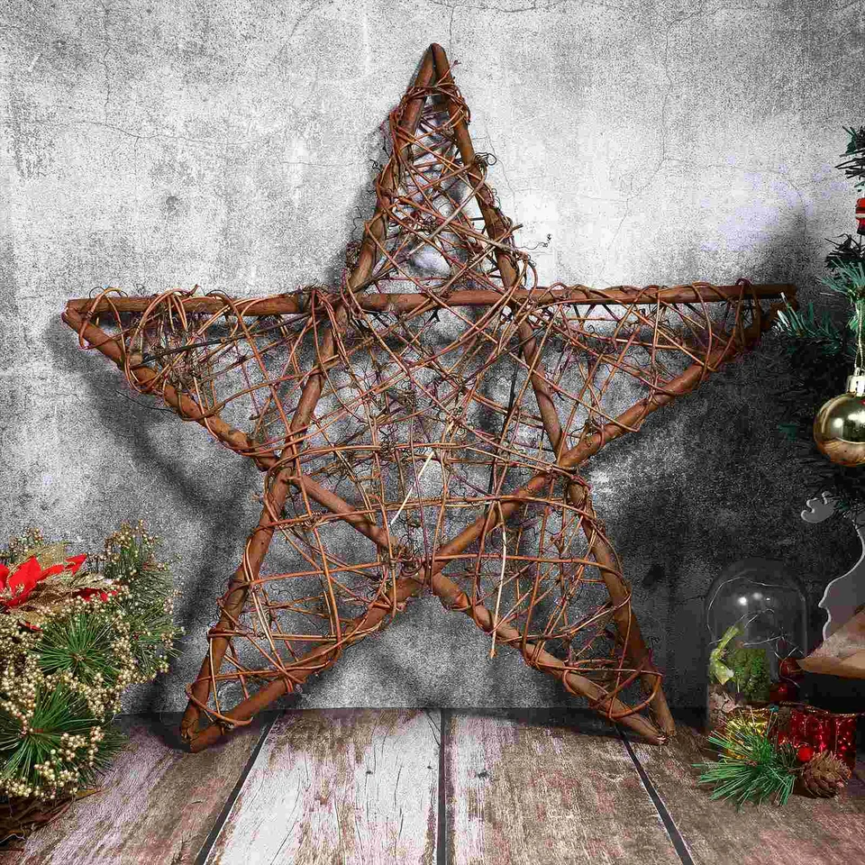 3 PCS Rattan Girlandský vence kruhu DIY kvetinové materiály Country Decor Woven Rings Hoops vianočná hviezda pre rám