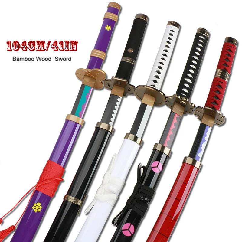 3-PCS Roronoa Zoro Swords 104 cm ručne vyrobená katana japonská anime cosplay meč shusui enma kitsu zadarmo držiak meča a opasok