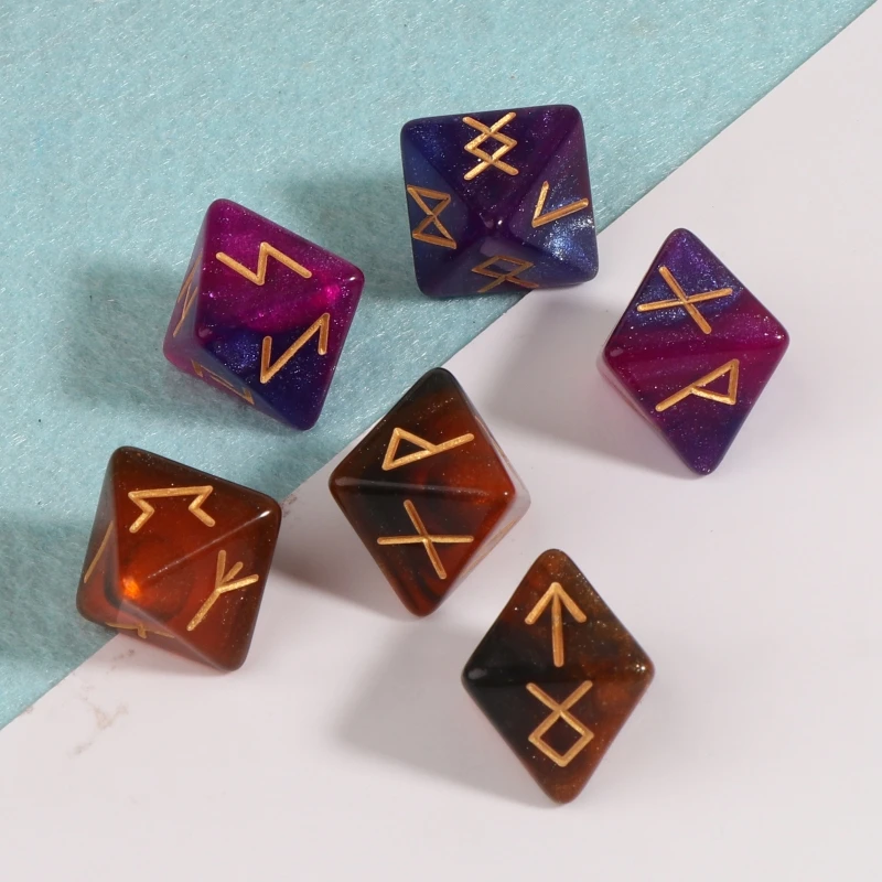 3 PCS trblietavé polyhedrálne rune kocky akrylové astrologické veštenie hračiek pre stolovú hru DND RPG D8