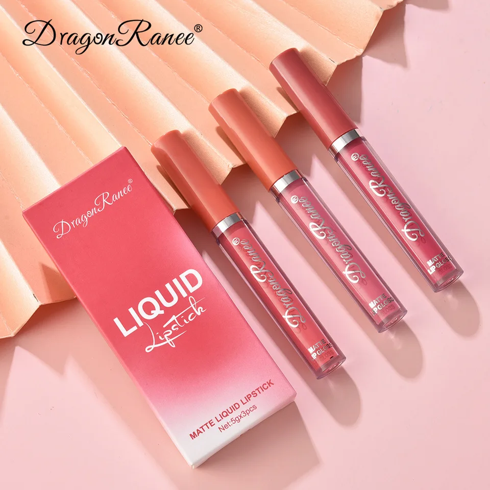 3 PCS Velvet Matte Liquid Lipsticks Nastavte vodotesné dlhotrvajúce súpravy na lesklá pery.