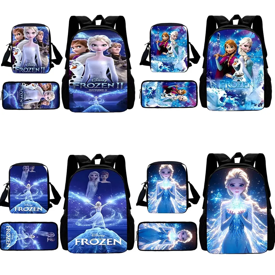 3 počítače nastavené anime mrazené princezné Elsa Child School Batoh s taškami na rameno tašky pre ceruzky Školské tašky pre chlapcov