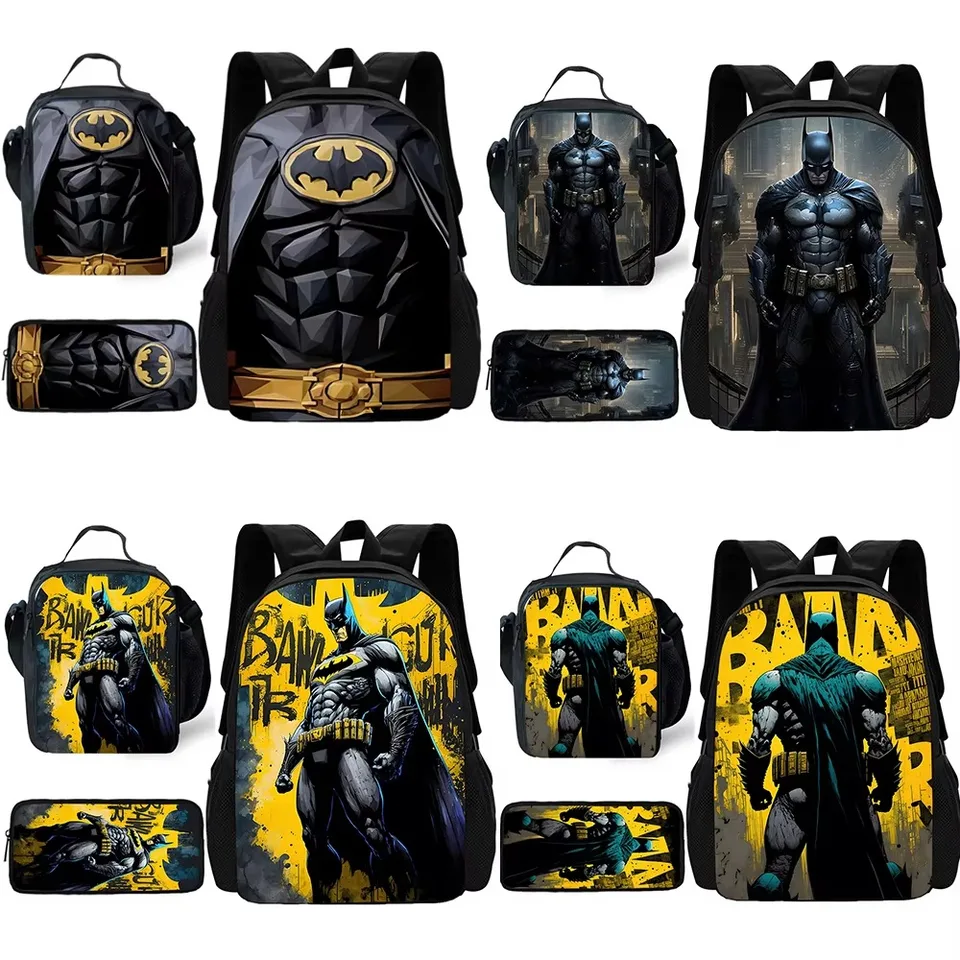 3 počítače nastavené roztomilé anime pre batoh detskej školy B-Batmans s obedovými taškami, tašky na ceruzky, školské tašky pre chlapcov