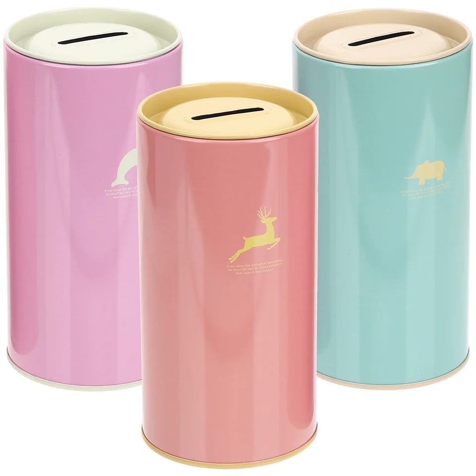 3 počítače Round Piggy Bank Banks for Kids Electronics Retro Decor Party uprednostňujú kompaktné úsporné hrniec Tinplate Cinplate Coin Child