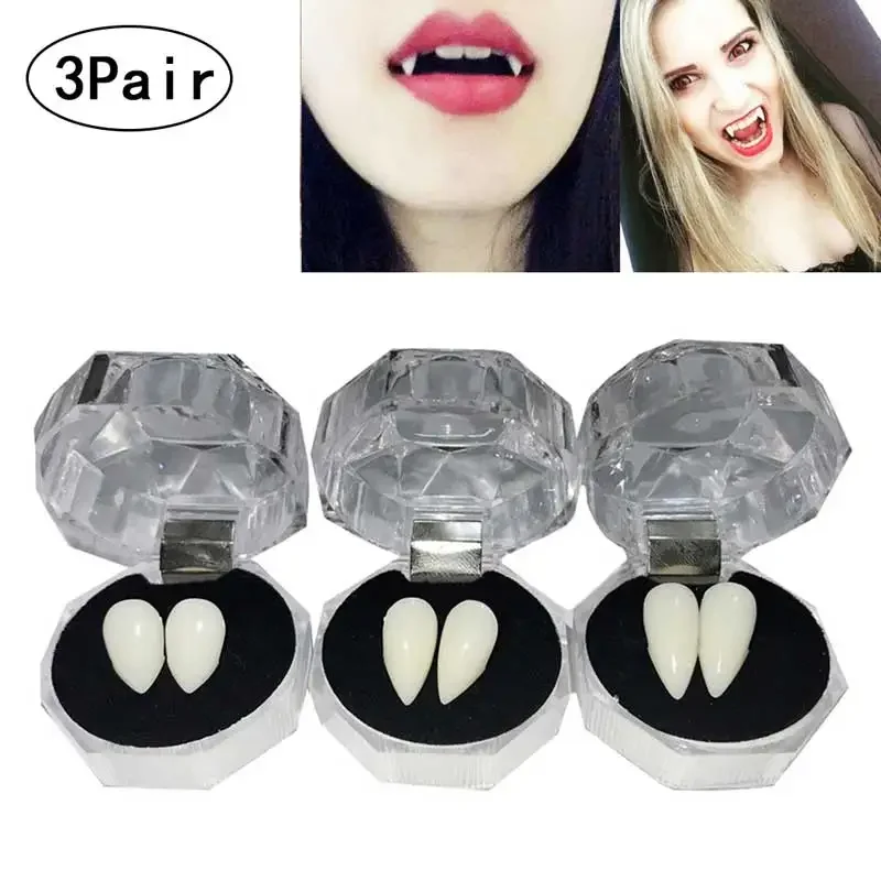 3 páry cosplay halloween upírske zuby Fangs Horor duch diabol, tesáky